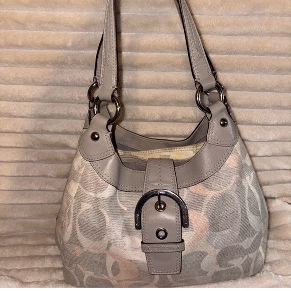 Coach Gray and Cream Shoulder Bag - Picture 1 of 10
